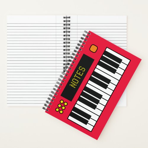 Red Music Keyboard Spiral Notebook