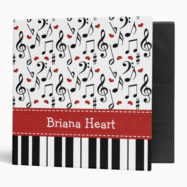 Red Music Note and Piano Album Binder (Front/Inside)