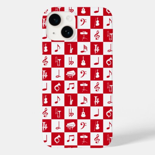 Red Music Notes and Instruments Case_Mate iPhone 14 Case