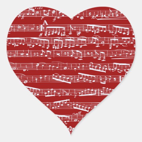 Red music notes heart sticker