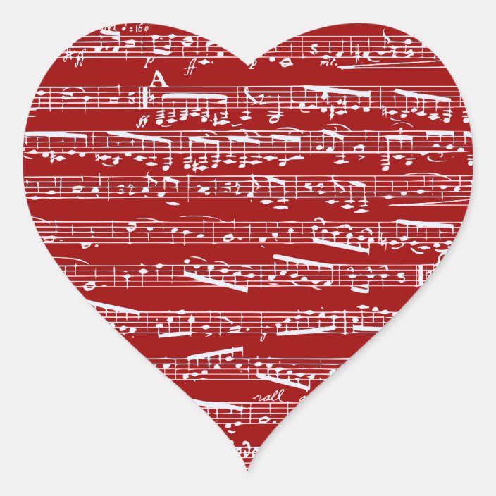 Red Music Notes Heart Sticker Zazzle Com