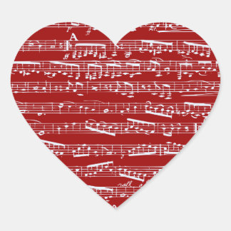 Red music notes heart sticker