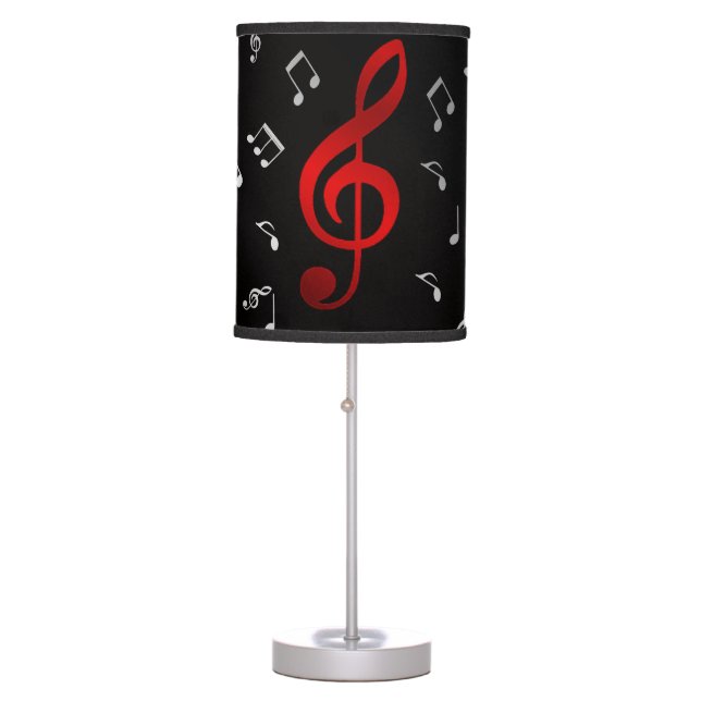 red music notes in black table lamp (Front)