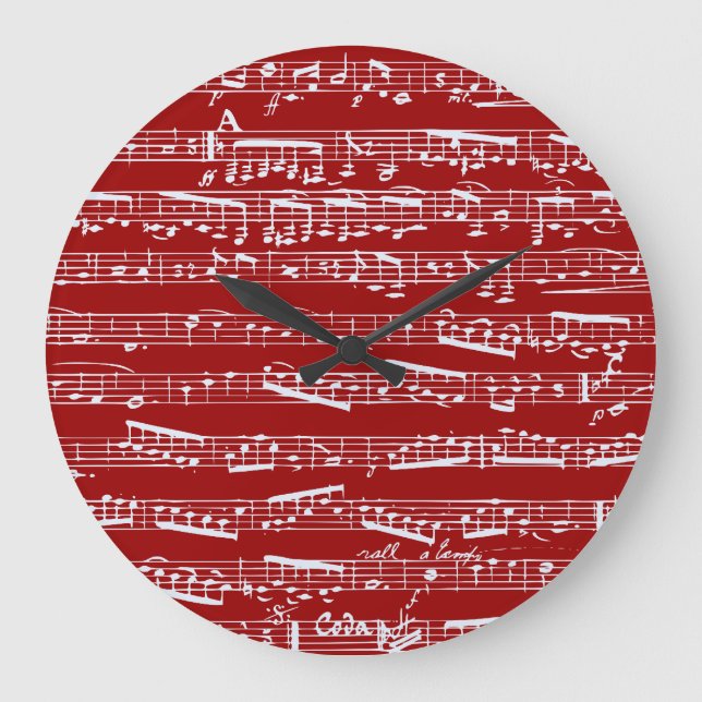 Red music notes large clock (Front)