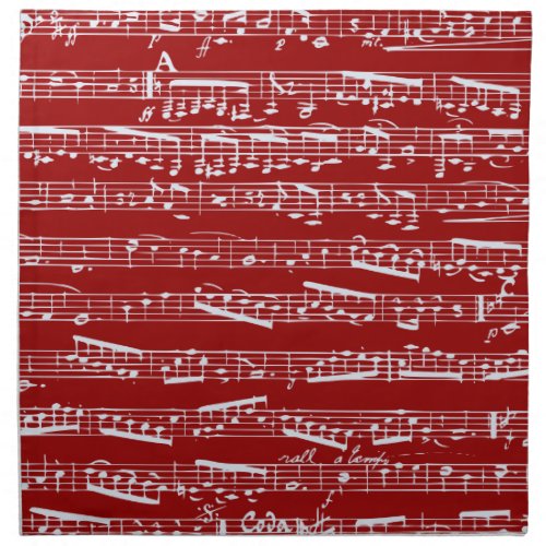 Red music notes napkin