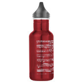 Red music notes stainless steel water bottle (Left)
