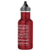 Red music notes stainless steel water bottle (Right)