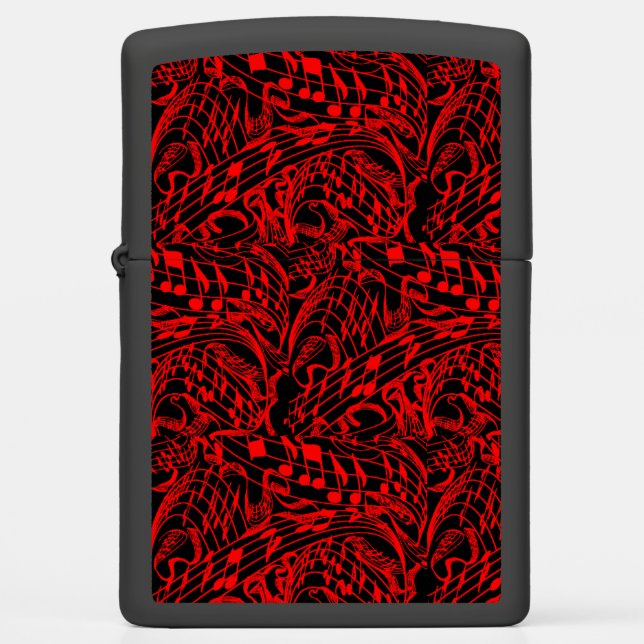 RED MUSIC NOTES ZIPPO LIGHTER (Front)