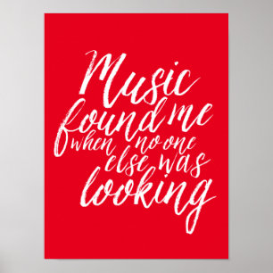 Red Music Quote Hand Lettering Calligraphy Poster