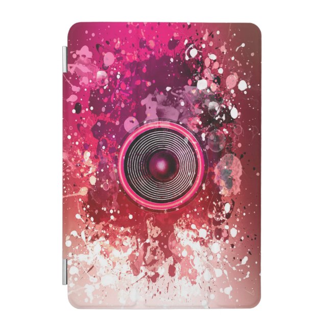 Red music speaker and paint splatters iPad mini cover (Front)