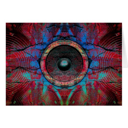 Red music speakers on a cracked wall cards (Front Horizontal)