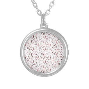 Red music theme silver plated necklace