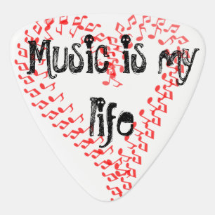 Red Musical Notes Guitar Pick