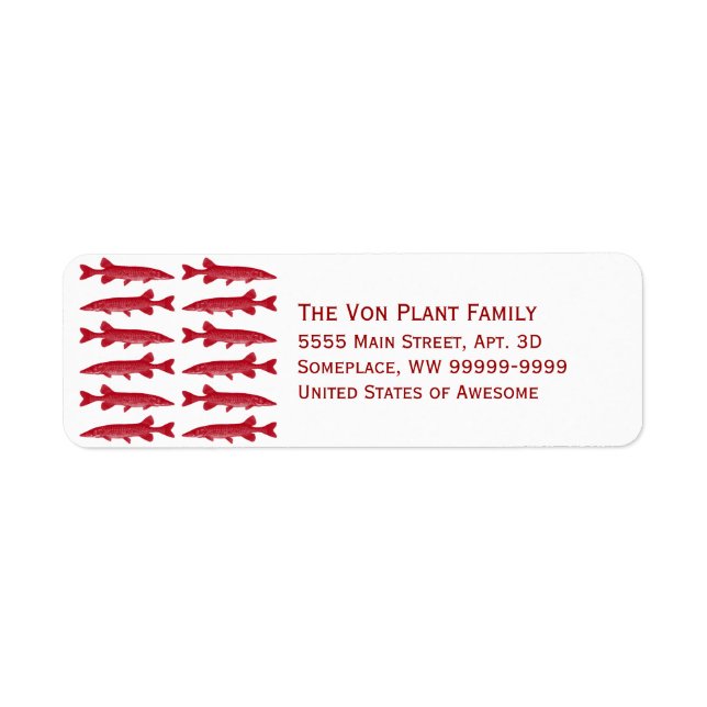 Red Muskie Fish Label (Front)