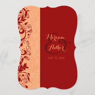 Red Muslim Wedding or Engagement Invitation