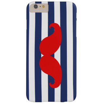 Red Mustache And Navy Blue Stripes Barely There Iphone 6 Plus Case by MovieFun at Zazzle