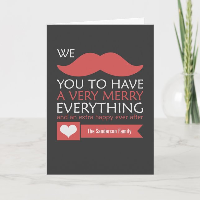 Red Mustache Christmas Greeting Holiday Card (Front)
