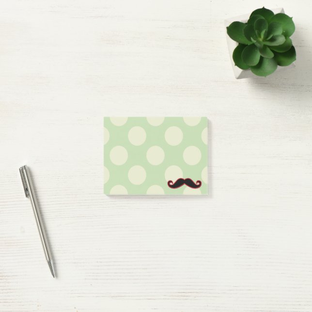Red Mustache, Curl Mustache, Stache, Polka Dots Post-it Notes (Office)