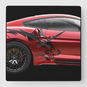 Red Mustang Coyote Clock