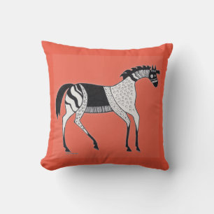 Red Mycenaean Greek Inspired Horse Pillow