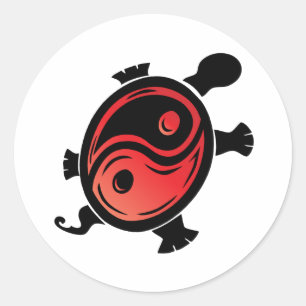 Red-n-Black-Yin-Yang-Turtle Classic Round Sticker