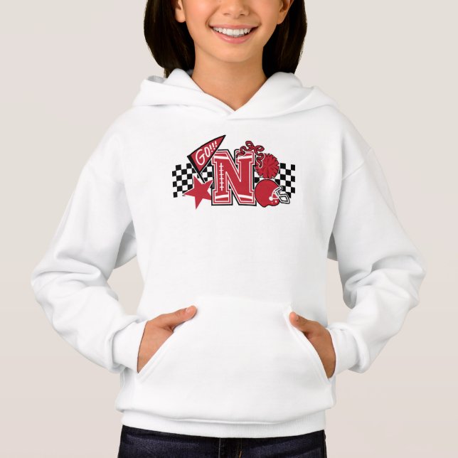 Red N Girly Football Fan Hoodie (Front)