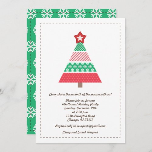Red n Green Christmas Tree Annual Christmas Party Invitation