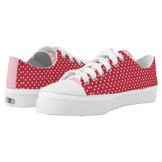 Red n Pink Heart Pattern Low-Top Sneakers