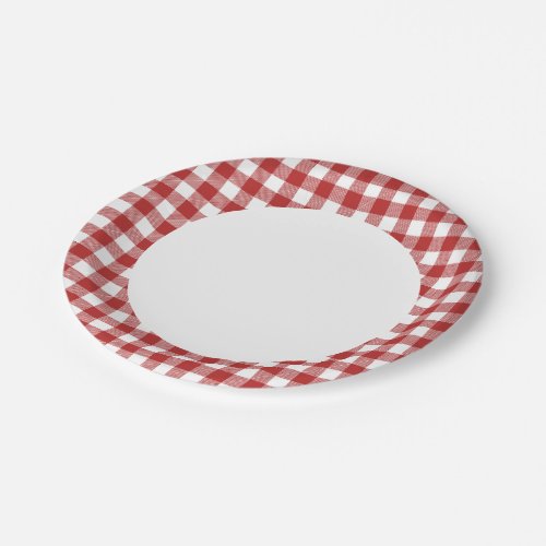 Red n White Plaid Party Paper Plates