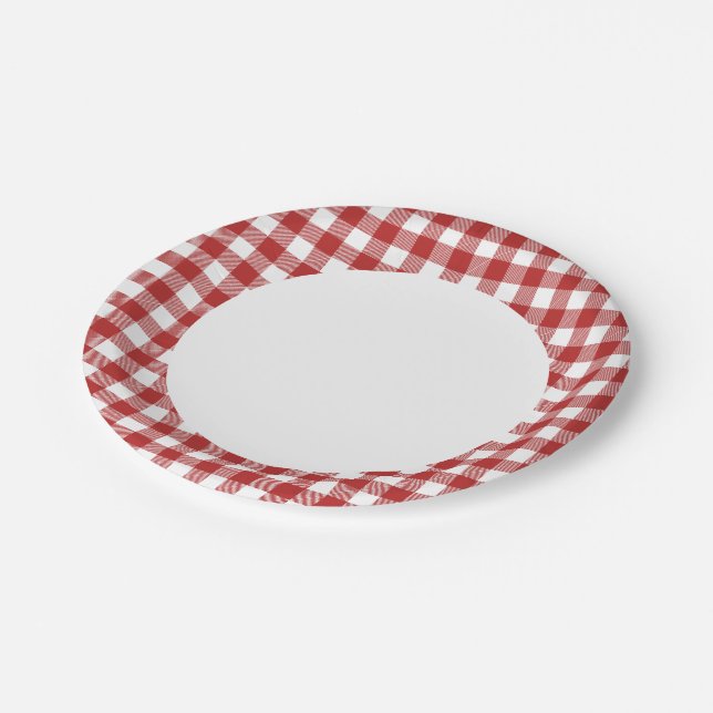 Red n White Plaid Party Paper Plates (Angled)