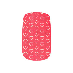 Red Nail Art with Hearts - Choose Colors
