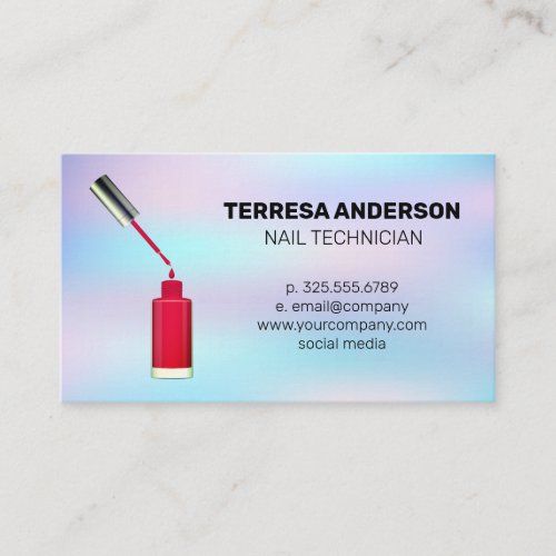Red Nail Polish and Brush  Pastel Blend Business Card