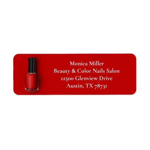 Red Nail Polish Custom Beauty Salon Return Address Label