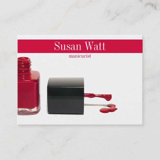 Red Nail Technician Business Card (Front)