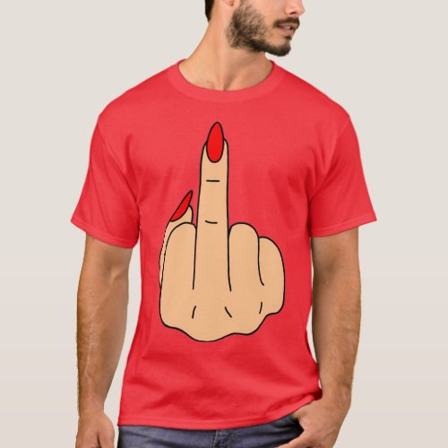 Red Nails Middle Finger T_Shirt