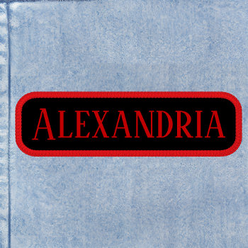 Red Name And Black Rectangular Patch by designs4you at Zazzle