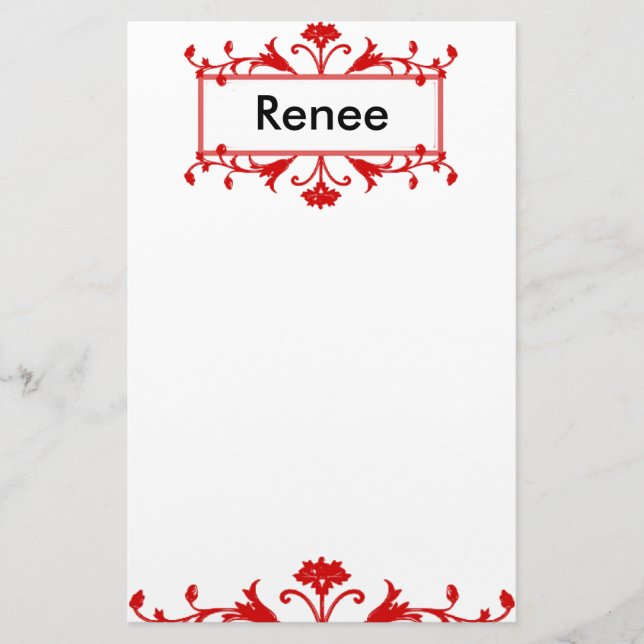 Red Name or Monogram Customizable Stationery (Front)