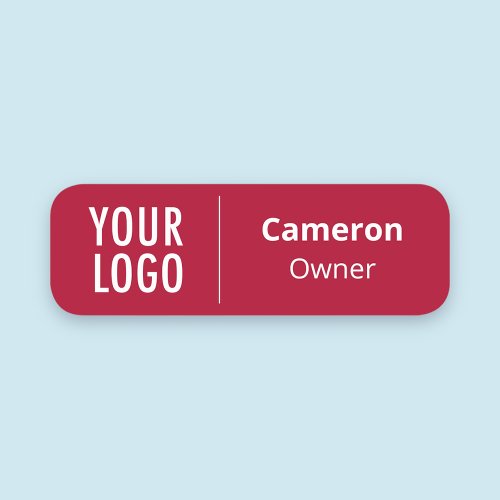 Red Name Tag Magnetic or Pin Custom Corporate Logo