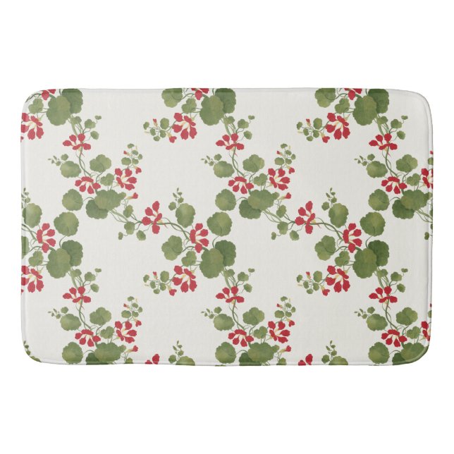 Red Nasturtium Cream Background  Bath Mat (Front)