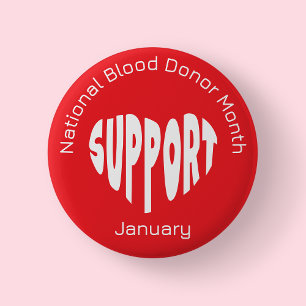 Red National Blood Donor Month Button