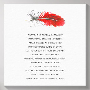 Red Native American Feather Memorial Indian Tribal Canvas Photo Tile