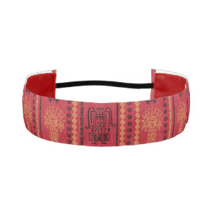 Red Native Pattern Ethnic Tribe Boho Culture Athletic Headband