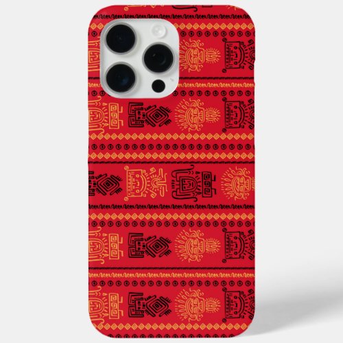 Red Native Pattern Ethnic Tribe Boho Culture iPhone 15 Pro Max Case