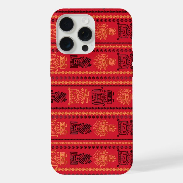 Red Native Pattern Ethnic Tribe Boho Culture Iphone Case (Back)