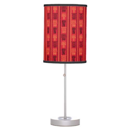 Red Native Pattern Ethnic Tribe Boho Culture Table Lamp
