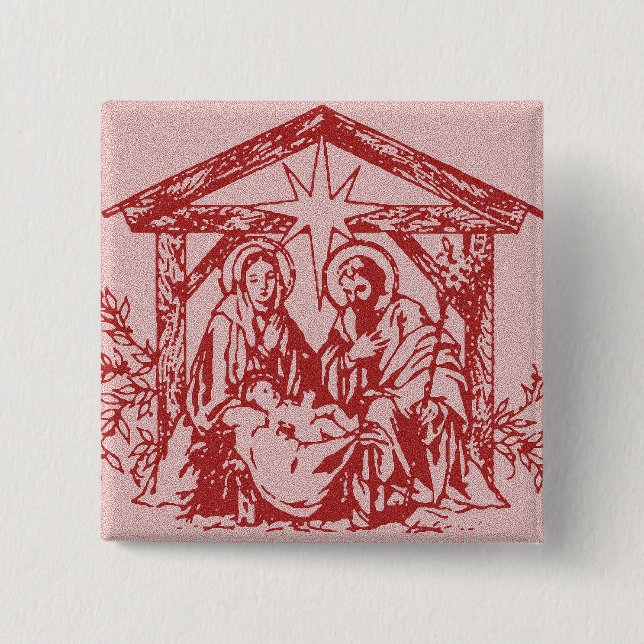 Red Nativity Pinback Button (Front)