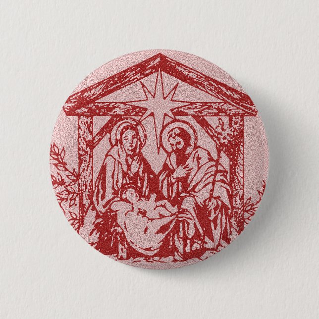 Red Nativity Pinback Button (Front)