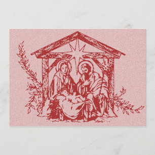 Red Nativity Stamp Invitation