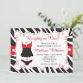 Red Naughty or Nice Lingerie Bridal Shower Invitation (Standing Front)