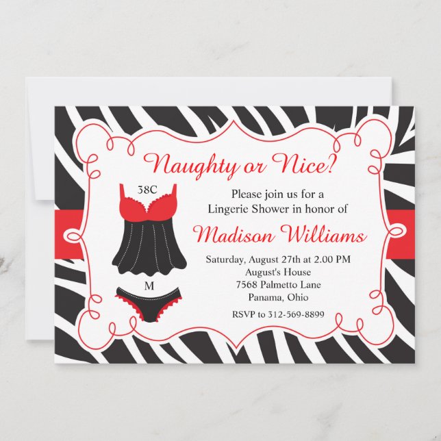 Red Naughty or Nice Lingerie Bridal Shower Invitation (Front)